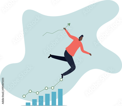 Leap forward, business change or transform to success winning, jump high challenge or progress to achievement,human life and situation.