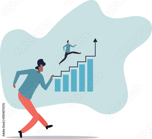 Progress or improvement to success, step forward to grow business, journey to achieve goal, ambition or career path .human life and situation.