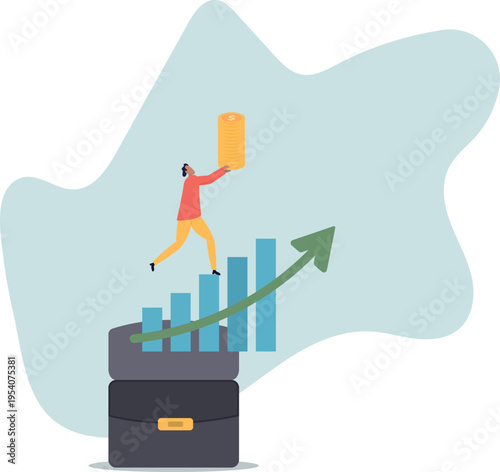 Increase revenue, income or investment profit, growing income or wealth, growth chart diagram or savings and investment return.human life and situation.