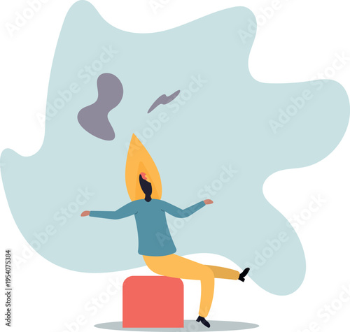 Burnout stressed or work anxiety causing depression or exhausted, tired from overworked or overload job,human life and situation.