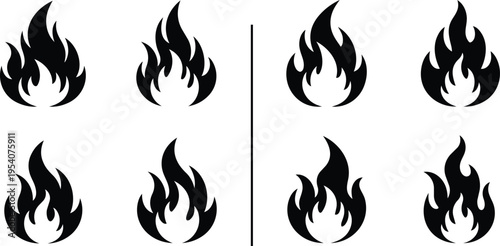Collection of Stylized Flame and Fire Icons