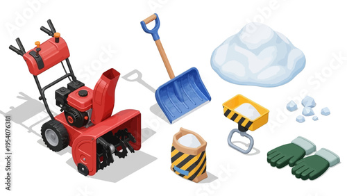 Snow blower and winter maintenance equipment set