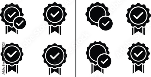 Quality assurance and verification badge icons