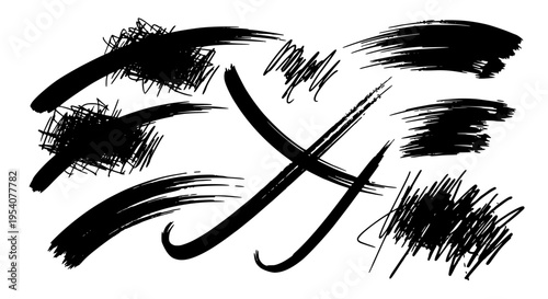 Pisces zodiac sign with black brush strokes and grunge texture effects featuring astrology, fish, symbol with