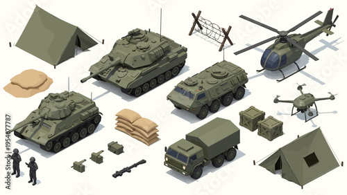 Military equipment and vehicles on display