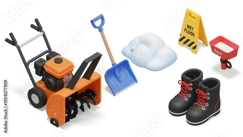 Snow blower and winter maintenance equipment set