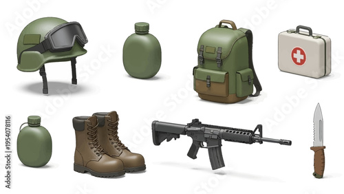 Military gear and equipment for outdoor survival