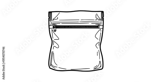 Ziplock bag plastic with resealable zipper and crinkled texture, single clear pouch featuring packaging, storage, food