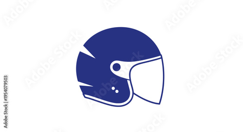 Blue Motorcycle Helmet Illustration Side View.