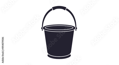 Black Metal Bucket with Handle.