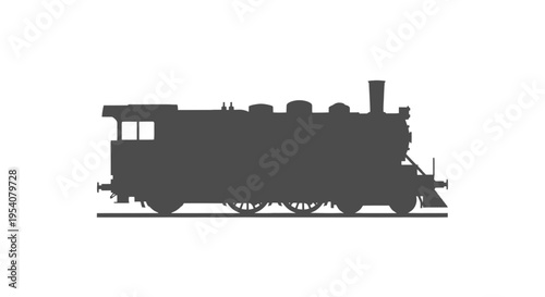 Vintage Black Silhouette Train Engine.