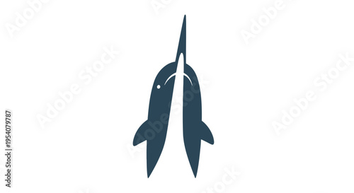 Stylized Dark Blue Shark Icon Illustration.