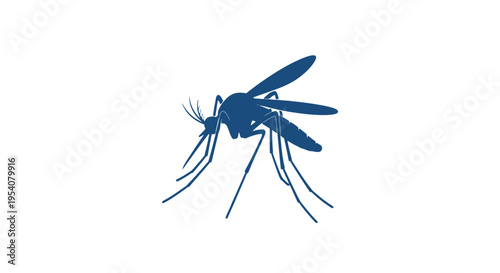Blue Mosquito Illustration Isolated on White.
