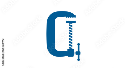 Blue C Clamp Tool Isolated on White.