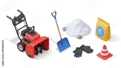 Snow removal equipment and winter maintenance tools on display