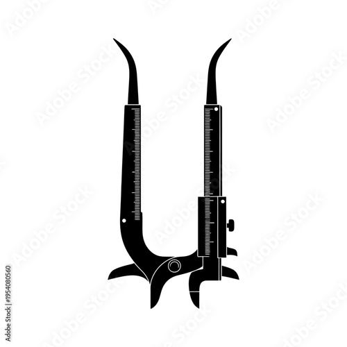 Silhouette of Curved Potter Calipers for Accurate Ceramic Dimension Measuring