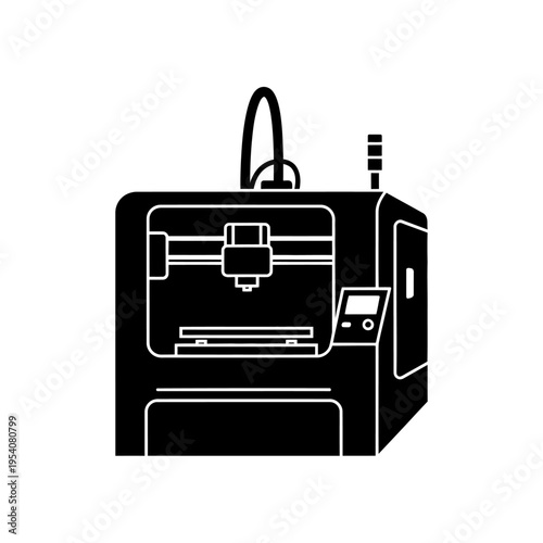 Industrial 3D Printer Silhouette for Additive Manufacturing and Prototyping