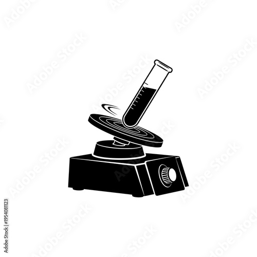 Silhouette of Vibrating Vortex Mixer Tube Base for Scientific Fluid Homogenization