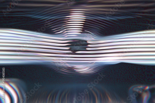 abstract screen art, ripples, lines, sound waves, blue and grey colors, calmness, digital distortion, movement, glitch, pixelated, illustration