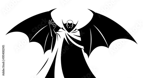 Eerie Vampire Vector Silhouette: A Dark and Mysterious Design for Halloween and Gothic Themes, Perfect for Posters, T-shirts, and Digital Media Projects