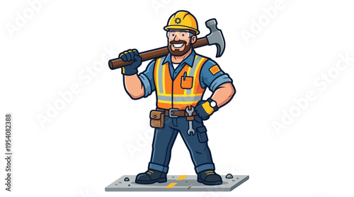 Construction worker with a hammer.