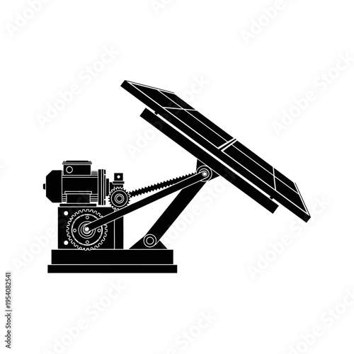 Silhouette of Motorized Solar Tracker Actuator for Panel Tilting and Max Efficiency