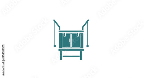 Simple Line Drawing of a Furnace Icon.