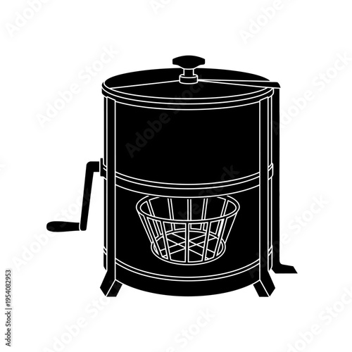 Honey Extractor Centrifuge Drum Silhouette for Apiary Harvesting Equipment