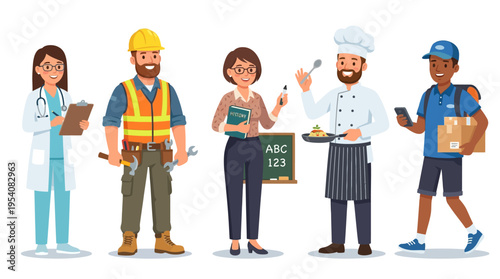 Occupations people workers various jobs.