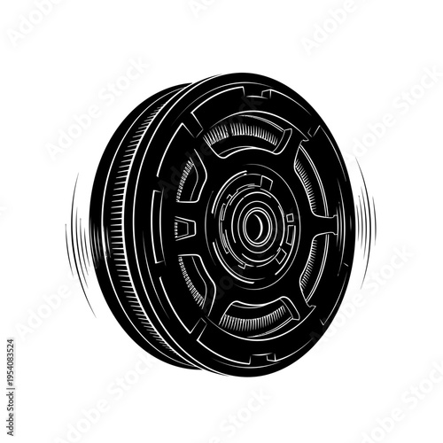 Flywheel Energy Storage Unit Silhouette for Kinetic Power Backup Systems