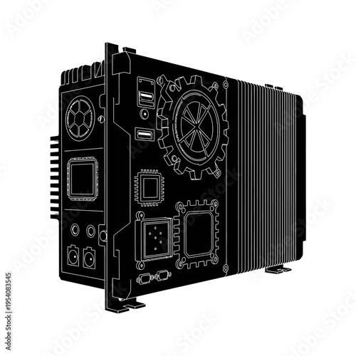 Bi-Directional Power Inverter Silhouette for Solar Battery Energy Conversion