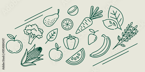 Fresh fruits and vegetables healthy food nutrition