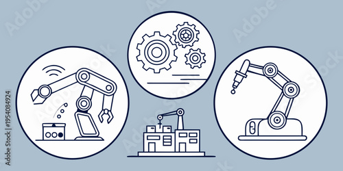 Industrial Robot Arms and Factory robots manufacturing production