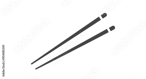 Pair of Black Chopsticks Isolated.