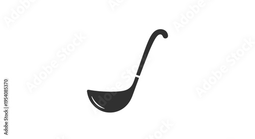 Black Plastic Ladle Kitchen Utensil Isolated.