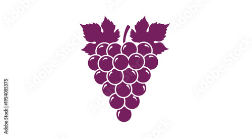Purple Grapes with Leaves Illustration.