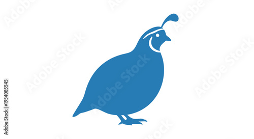 Blue Quail Bird Silhouette Standing Alone.
