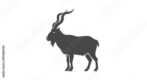 Black Silhouette of a Markhor Goat.