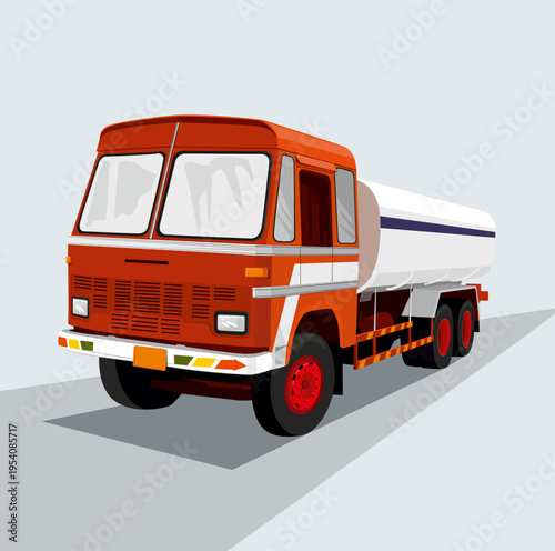 Kerala heavy truck(Tanker lorry) colorful vector illustration.