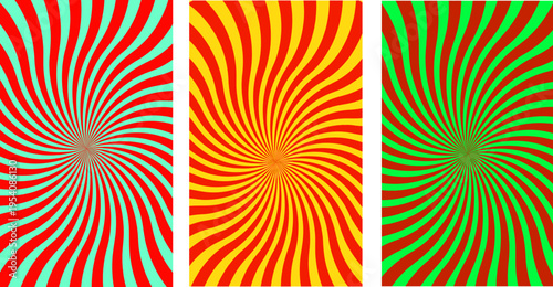 Colorful Spiral Optical Illusion Abstract Background Psychedelic Swirl Pattern Set