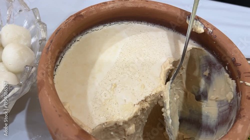 Authentic Bengali Misti Doi served in a traditional handmade clay pot (bhar)