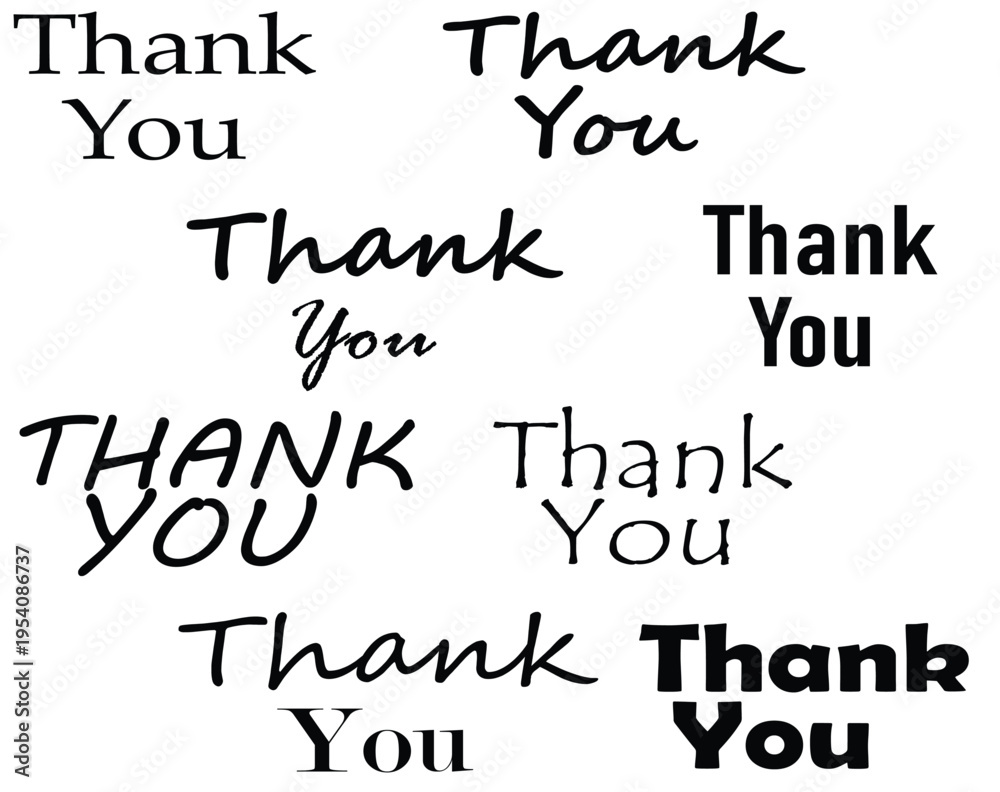 Obraz premium A collage of various 'thank you' text styles