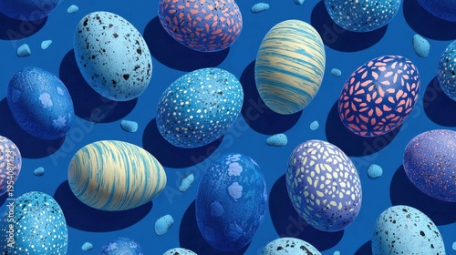 easter egg hunt blue on a blue background