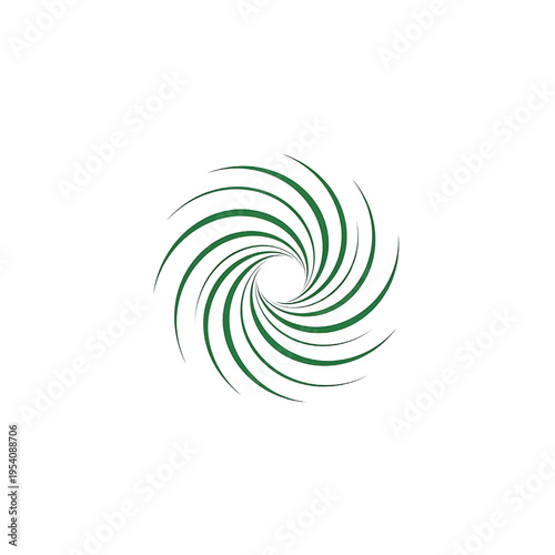 Green Spiral Design Element Isolated White.
