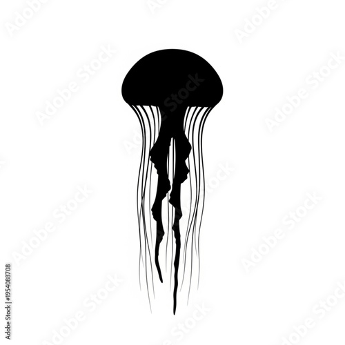 Black Silhouette of a Jellyfish.