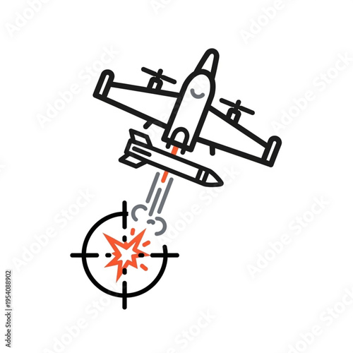 Airplane Dropping Bombs on Target.