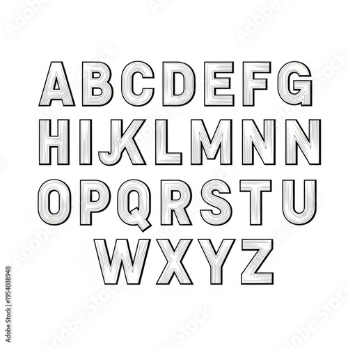 Alphabet Letters Typography Font Style Collection.
