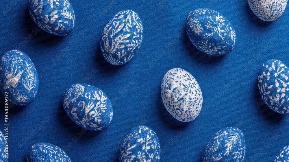 Fototapeta premium easter fabric texture blue on a blue background