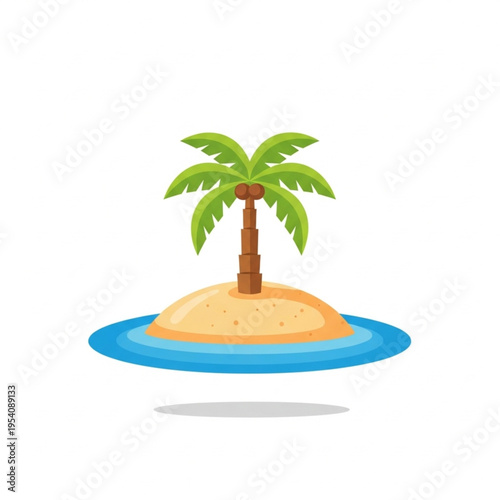 Palm Tree on Small Island Illustration.