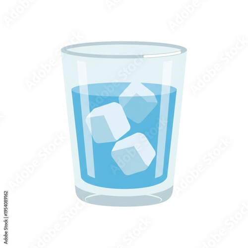 Glass of Iced Water with Ice Cubes.